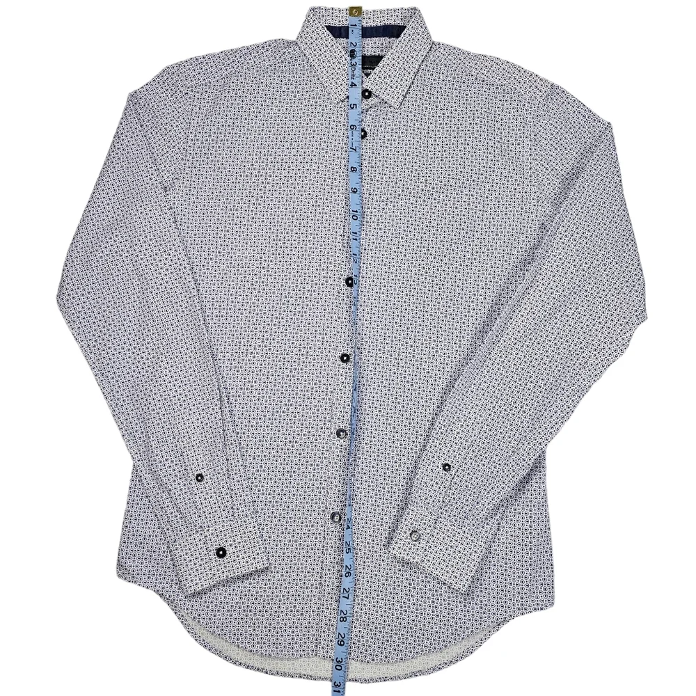 Zara Man Long Sleeve Slim Fit Button Down Shirt Blue White Men's Size Medium - Picture 10 of 15